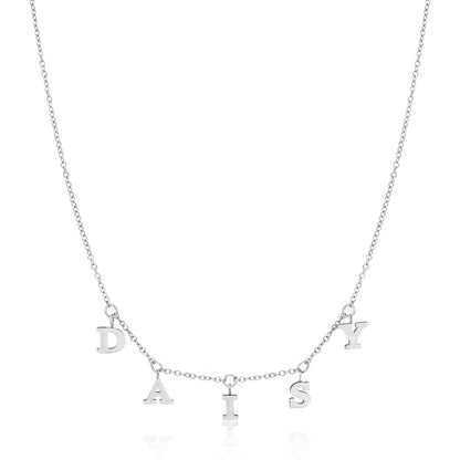 Mini Hanging Letter Name Necklace (Silver)