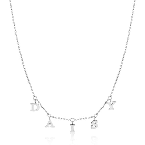 Mini Hanging Letter Name Necklace (Silver)