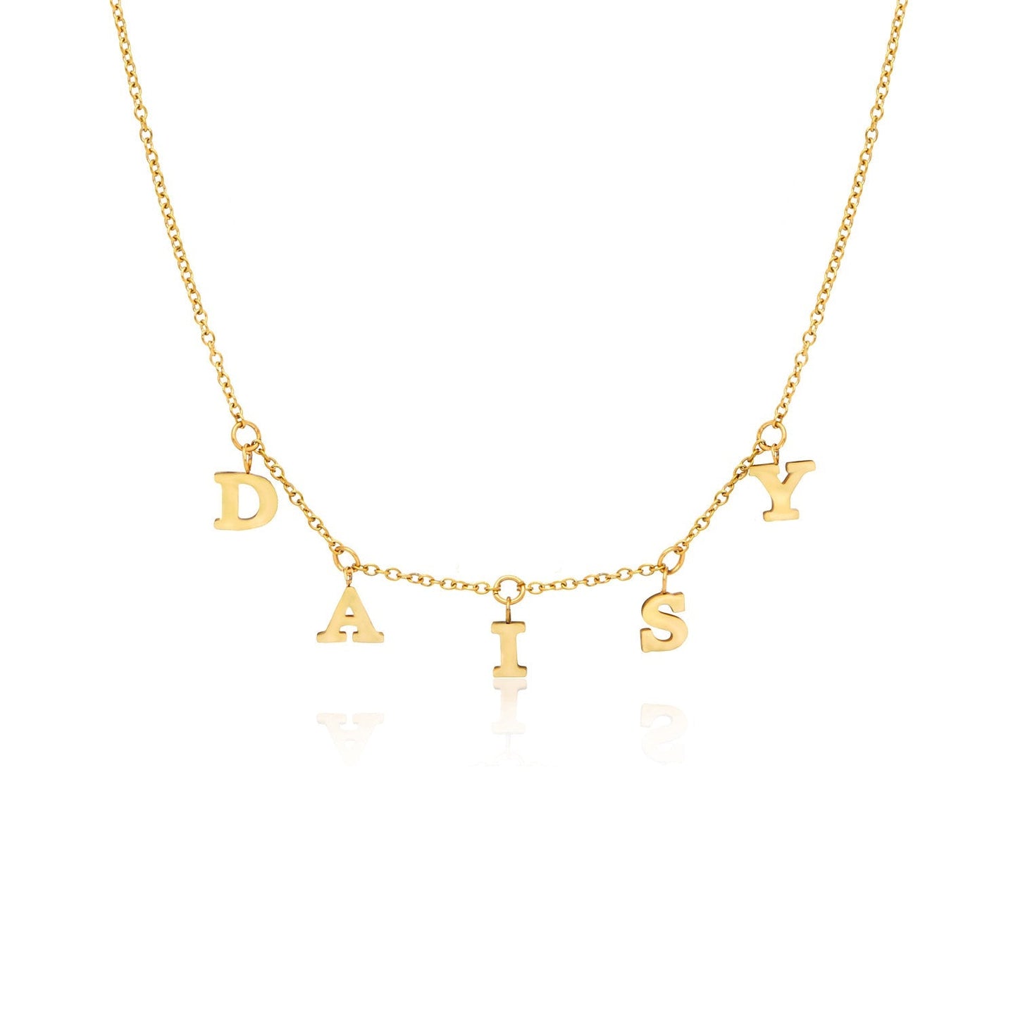 Mini Hanging Letter Name Necklace (Gold)