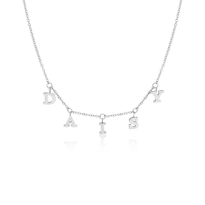 Mini Hanging Letter Name Necklace (Silver)