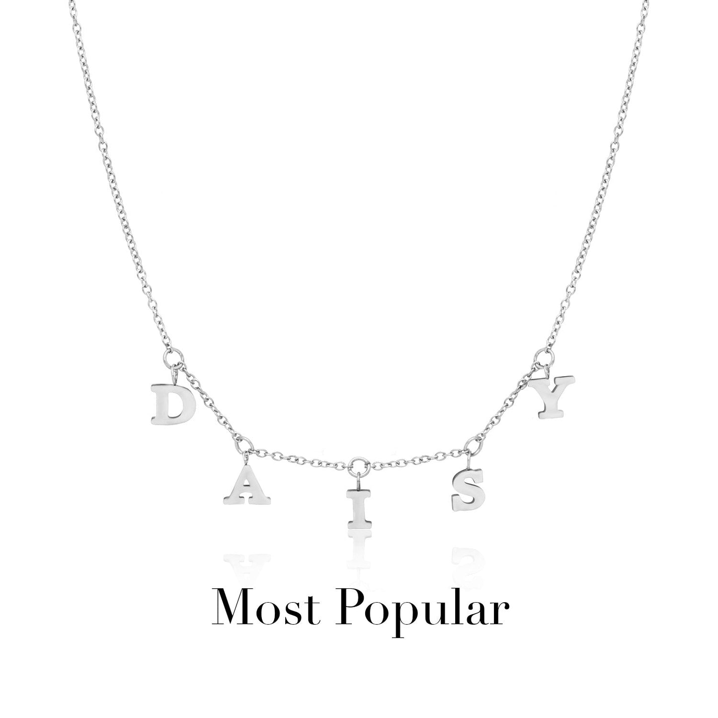 Mini Hanging Letter Name Necklace (Silver)