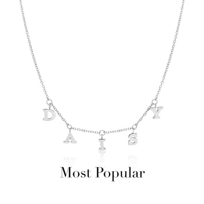 Mini Hanging Letter Name Necklace (Silver)