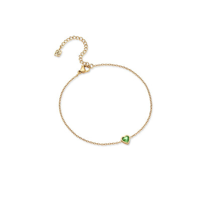 Made Mine Mini Heart Birthstone Anklet (Gold)