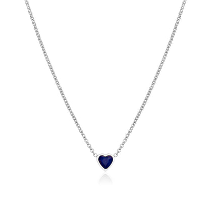 Made Mine Mini Heart Birthstone Necklace (Silver)