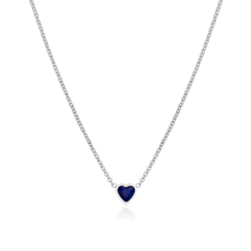 Made Mine Mini Heart Birthstone Necklace (Silver)