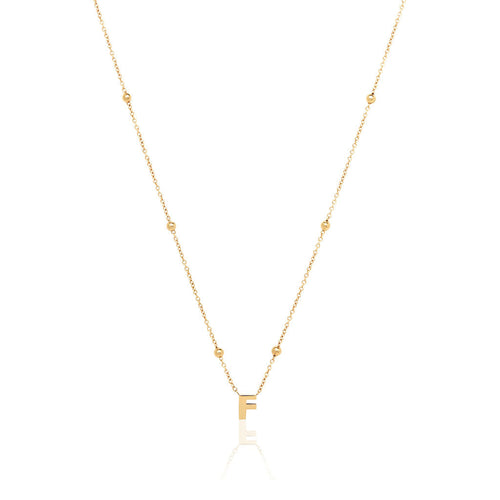 Mini Letter Sphere Chain Necklace (Gold)