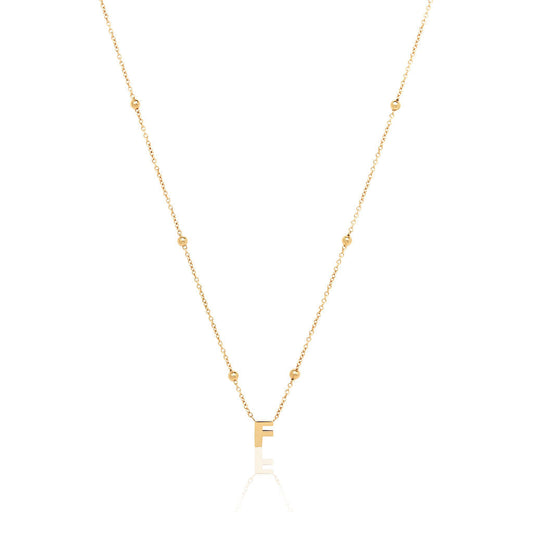 Mini Letter Sphere Chain Necklace (Gold)