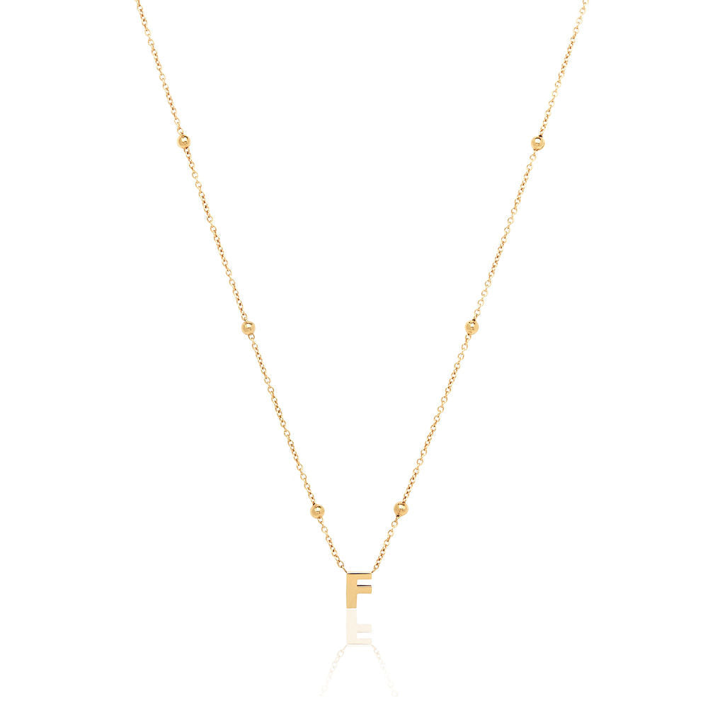Mini Letter Sphere Chain Necklace (Gold)
