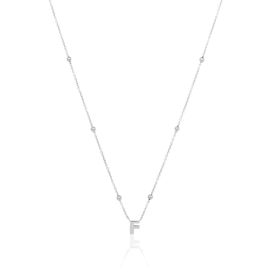 Made Mine Mini Letter Sphere Chain Necklace (Silver)