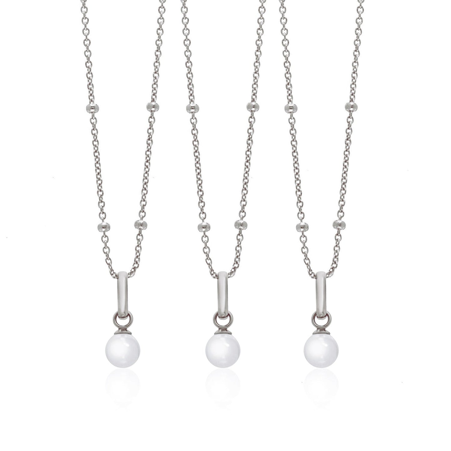 Mini Pearl Necklace Bridesmaids Gift Set (Silver)