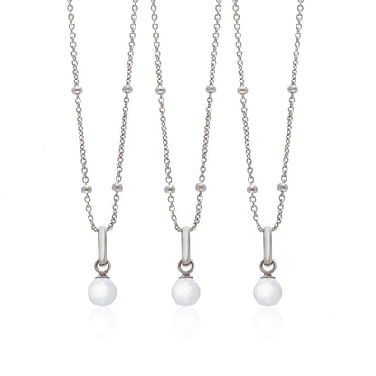 Mini Pearl Necklace Bridesmaids Gift Set (Silver)