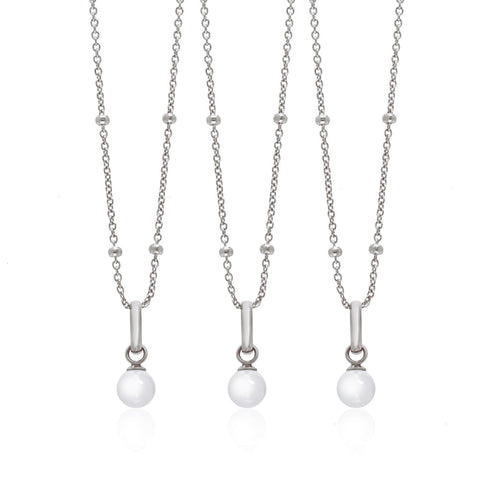 Mini Pearl Necklace Bridesmaids Gift Set (Silver)