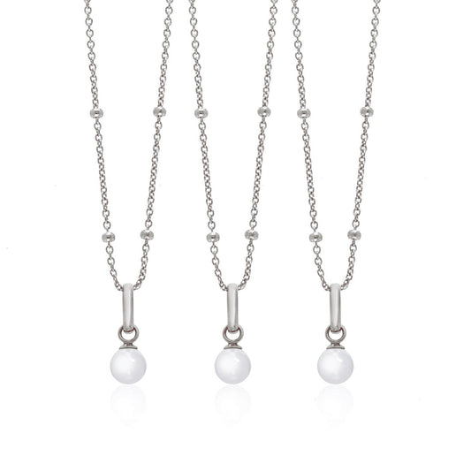 Mini Pearl Necklace Bridesmaids Gift Set (Silver)