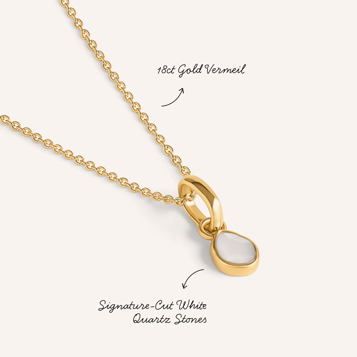 Signature Cut White Quartz Necklace (Gold)