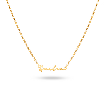 Fine Mini Signature Name Necklace (Gold)