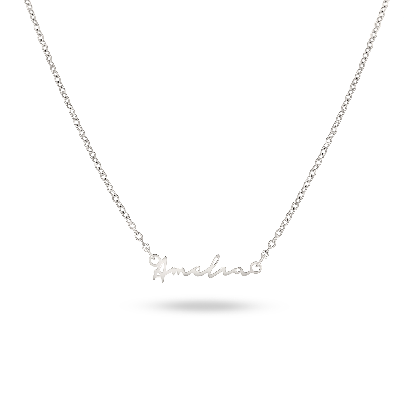 Matching Fine 'Mini & Me' Signature Name Necklace Set (Silver)
