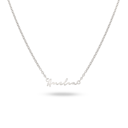 Matching Fine 'Mini & Me' Signature Name Necklace Set (Silver)