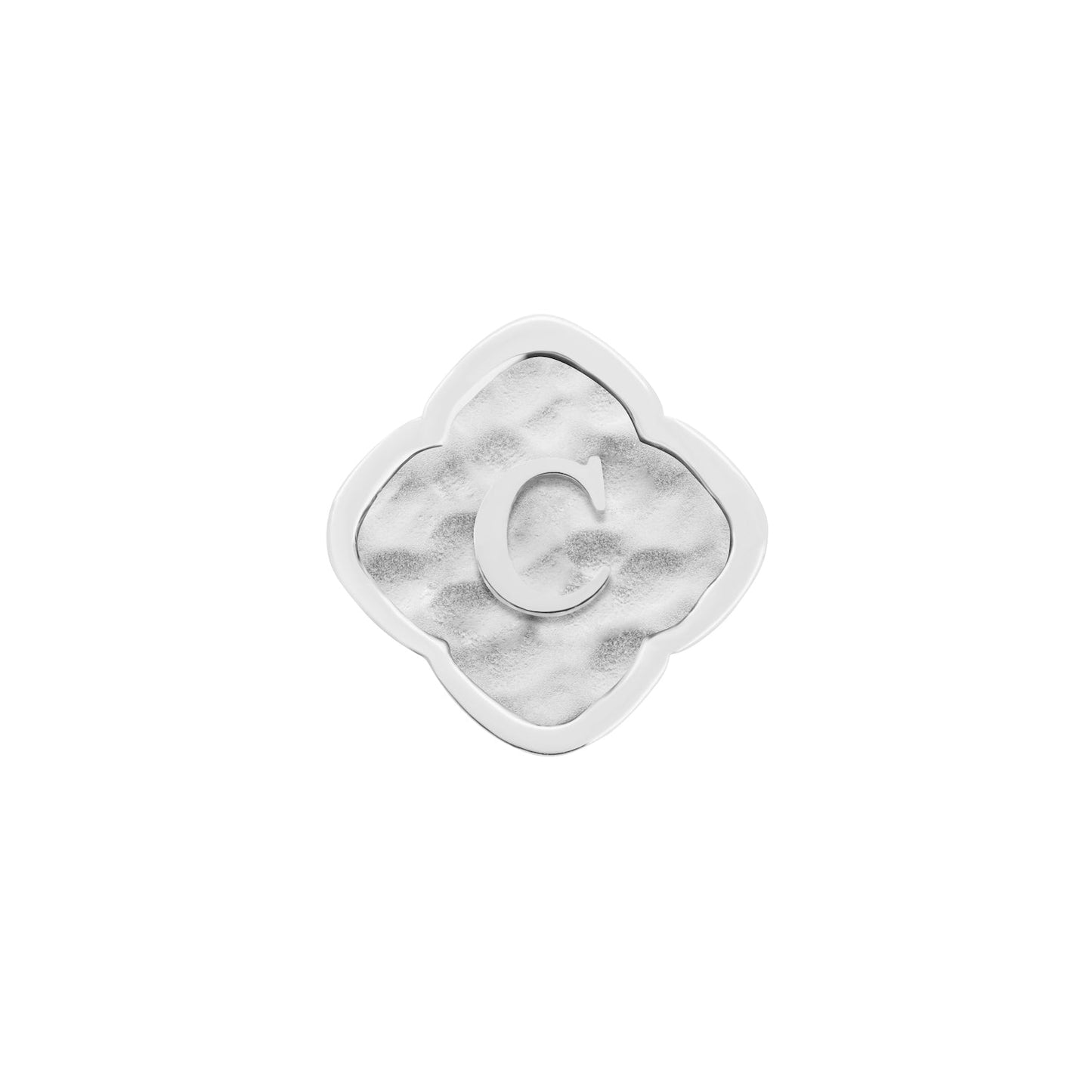 Rosette Molten Clover Charms (Silver) - Initials