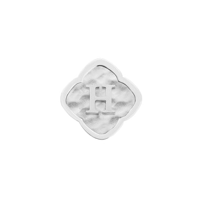 Rosette Molten Clover Charms (Silver) - Initials