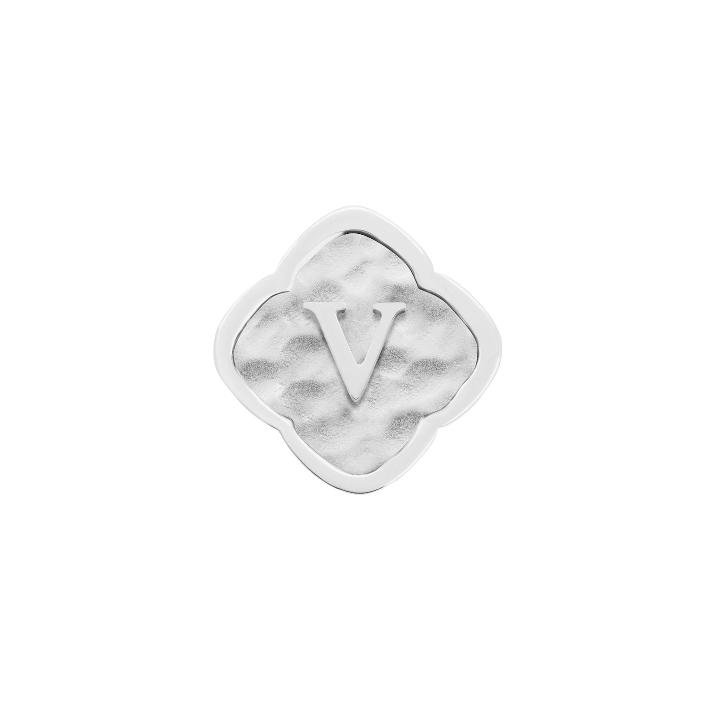 Rosette Molten Clover Charms (Silver) - Initials