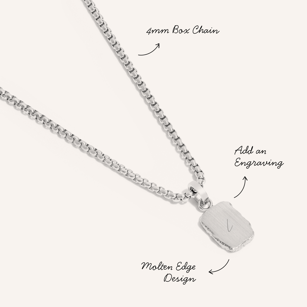 Molten Edge Tag Pendant (Silver)