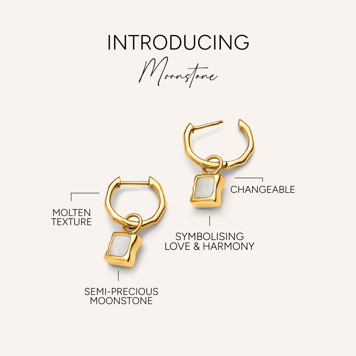 Molten Mother of Pearl Huggie Earrings (Gold)