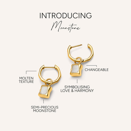 Molten Mother of Pearl Huggie Earrings (Gold)