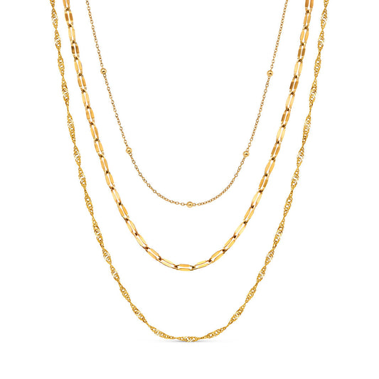 Multi-Chain Layered Necklace Set (Gold)