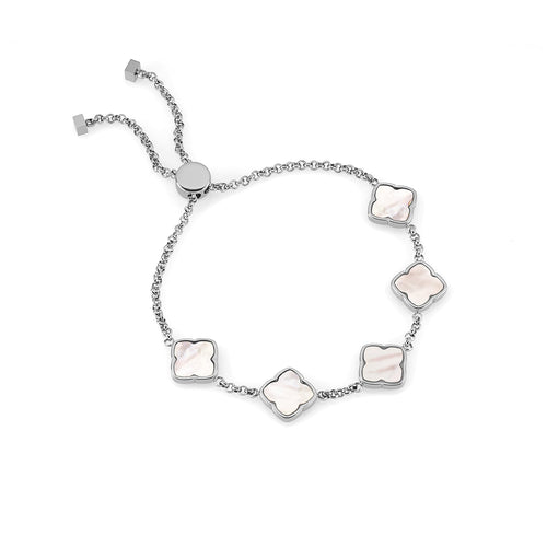 Multi Pearl Clover Bracelet - Silver