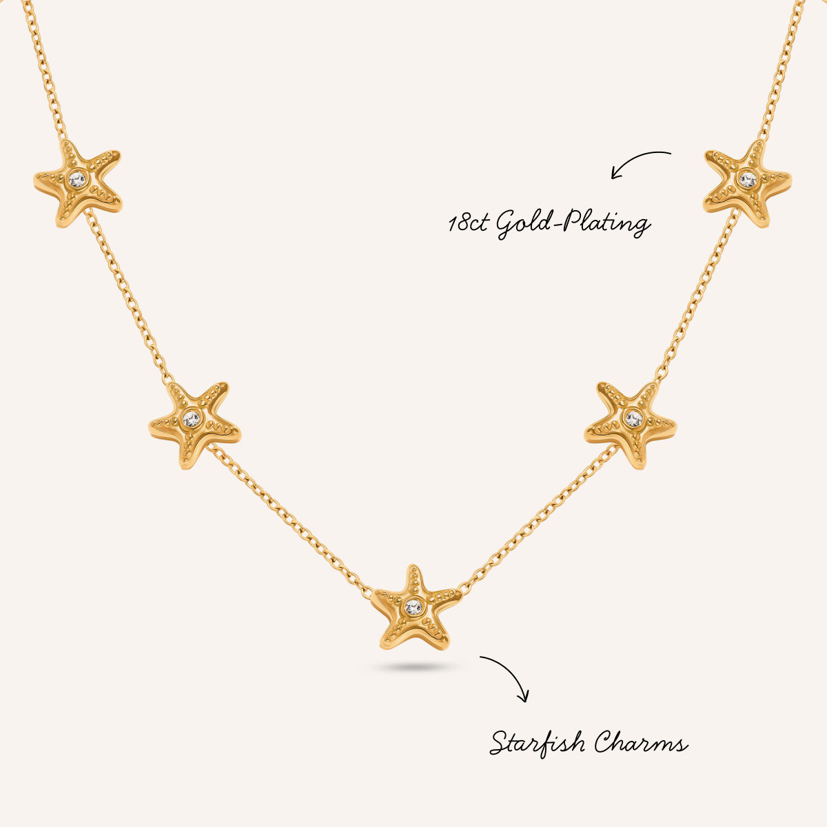 Multi Starfish Necklace (Gold)