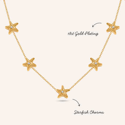 Multi Starfish Necklace (Gold)
