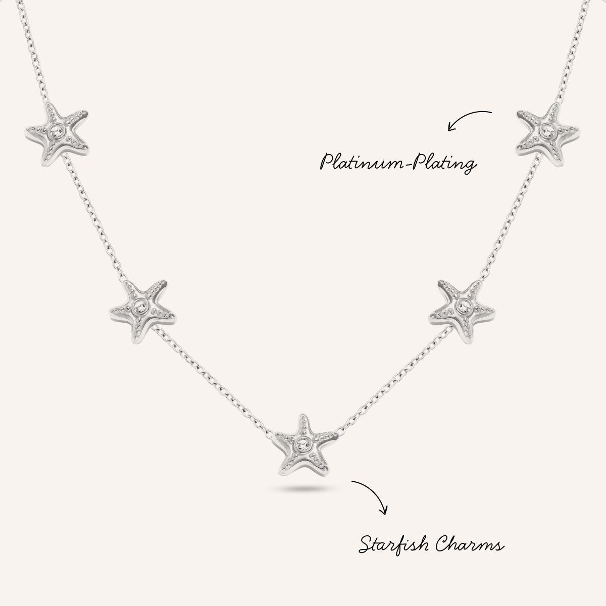 Multi Starfish Necklace (Silver)