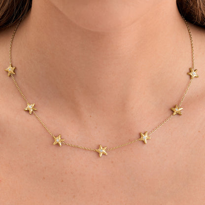 Multi Starfish Necklace (Gold)