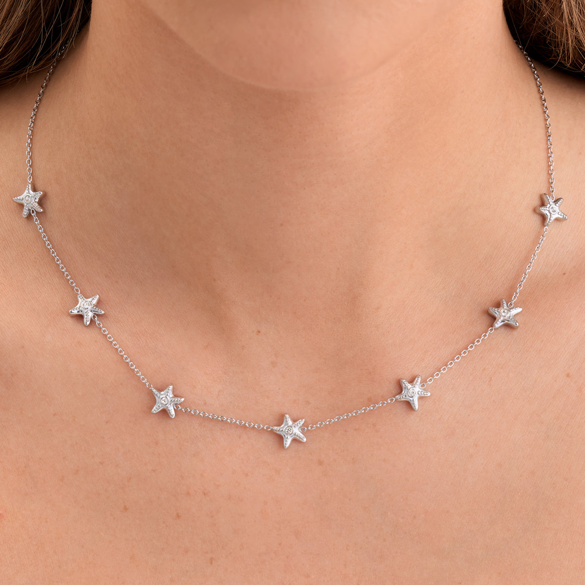 Multi Starfish Necklace (Silver)