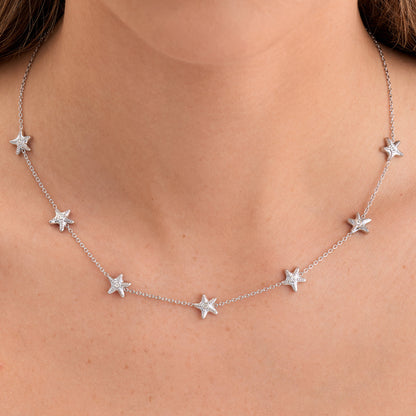 Multi Starfish Necklace (Silver)
