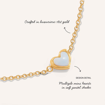 Multi Pastel Mini Hearts Bracelet (Gold)