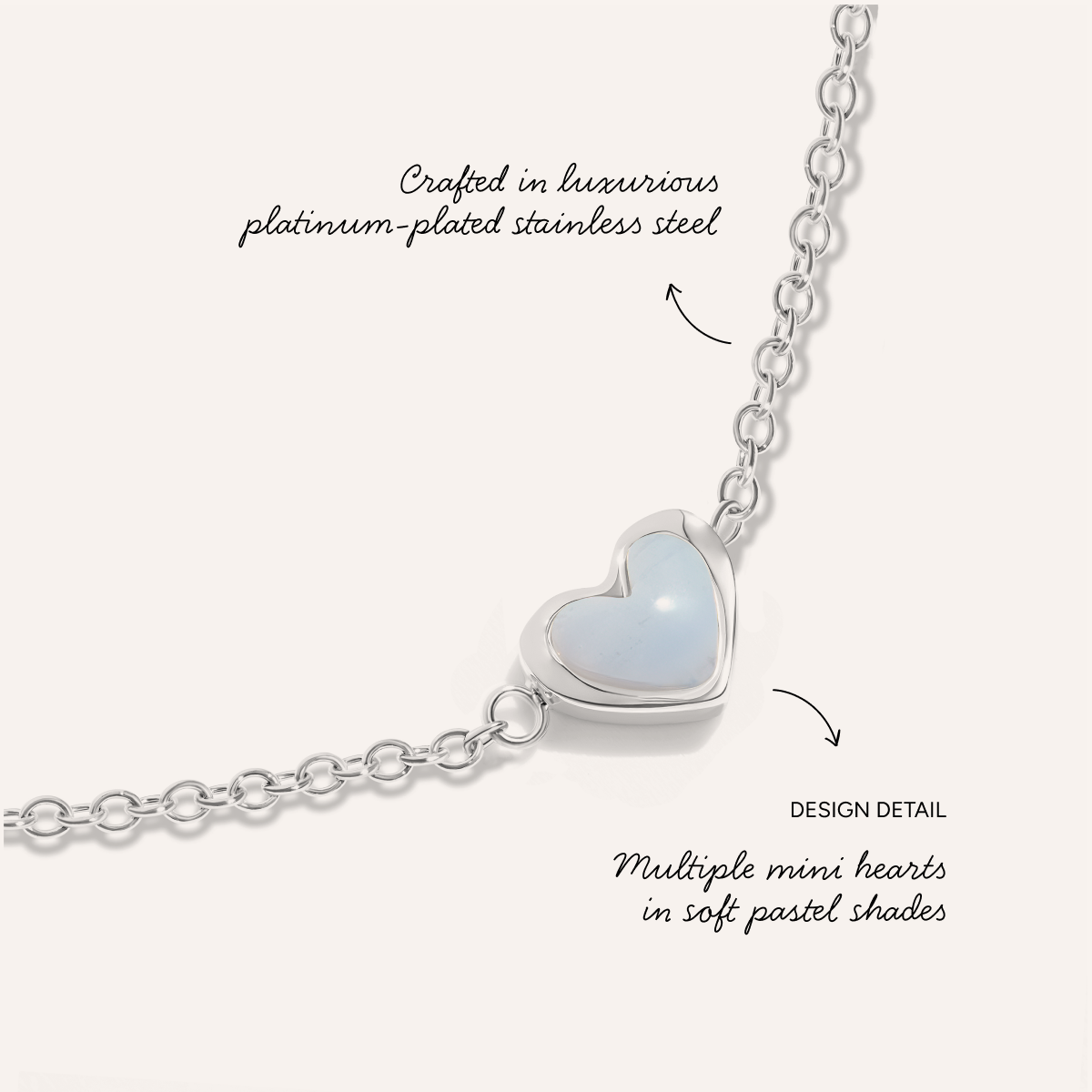 Multi Pastel Mini Hearts Bracelet (Silver)