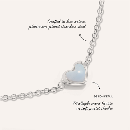 Multi Pastel Mini Hearts Bracelet (Silver)