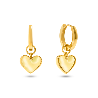 Butter Yellow Quartz Heart Huggie Earrings (Gold)