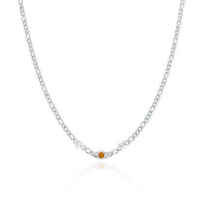 Made Mine Initials & Birthstone Necklace (Silver)