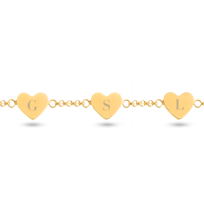 Mother of Pearl Multi Heart Bracelet (Gold)
