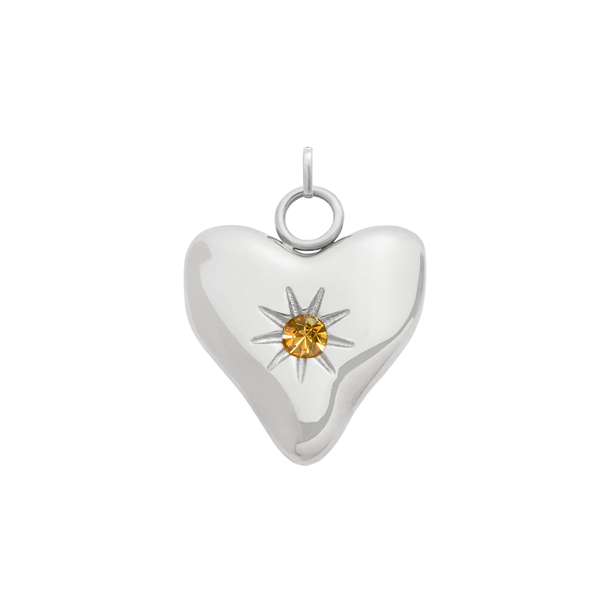Molten Heart Birthstone Charm (Silver)