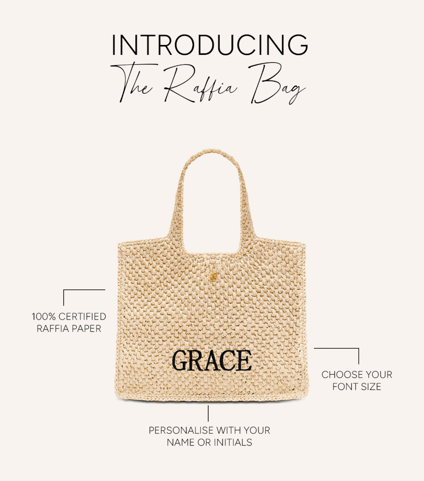Personalised Raffia Bag - Test