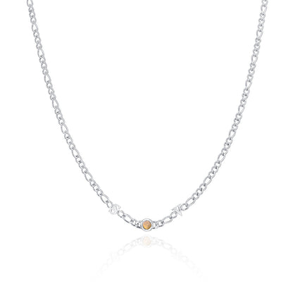 Made Mine Initials & Birthstone Necklace (Silver)