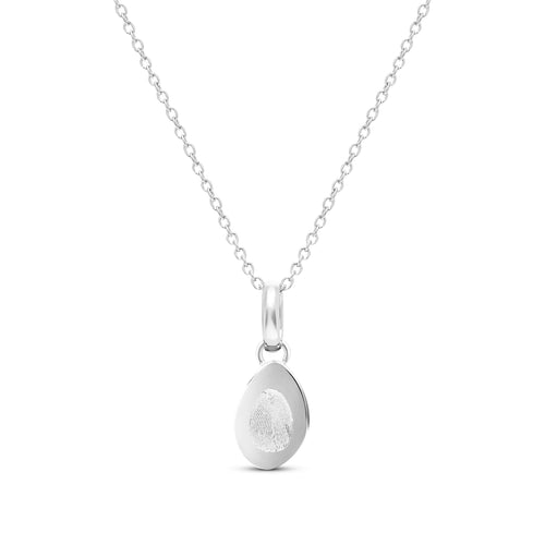 Organic Fingerprint Droplet Necklace (Silver)