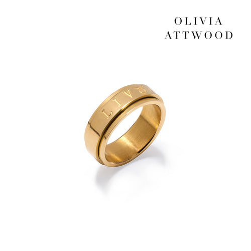 Custom Stamped Name Fidget Ring (Gold)