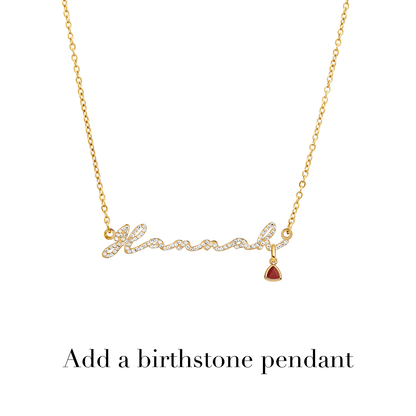 Crystal Signature Name Necklace (Gold)