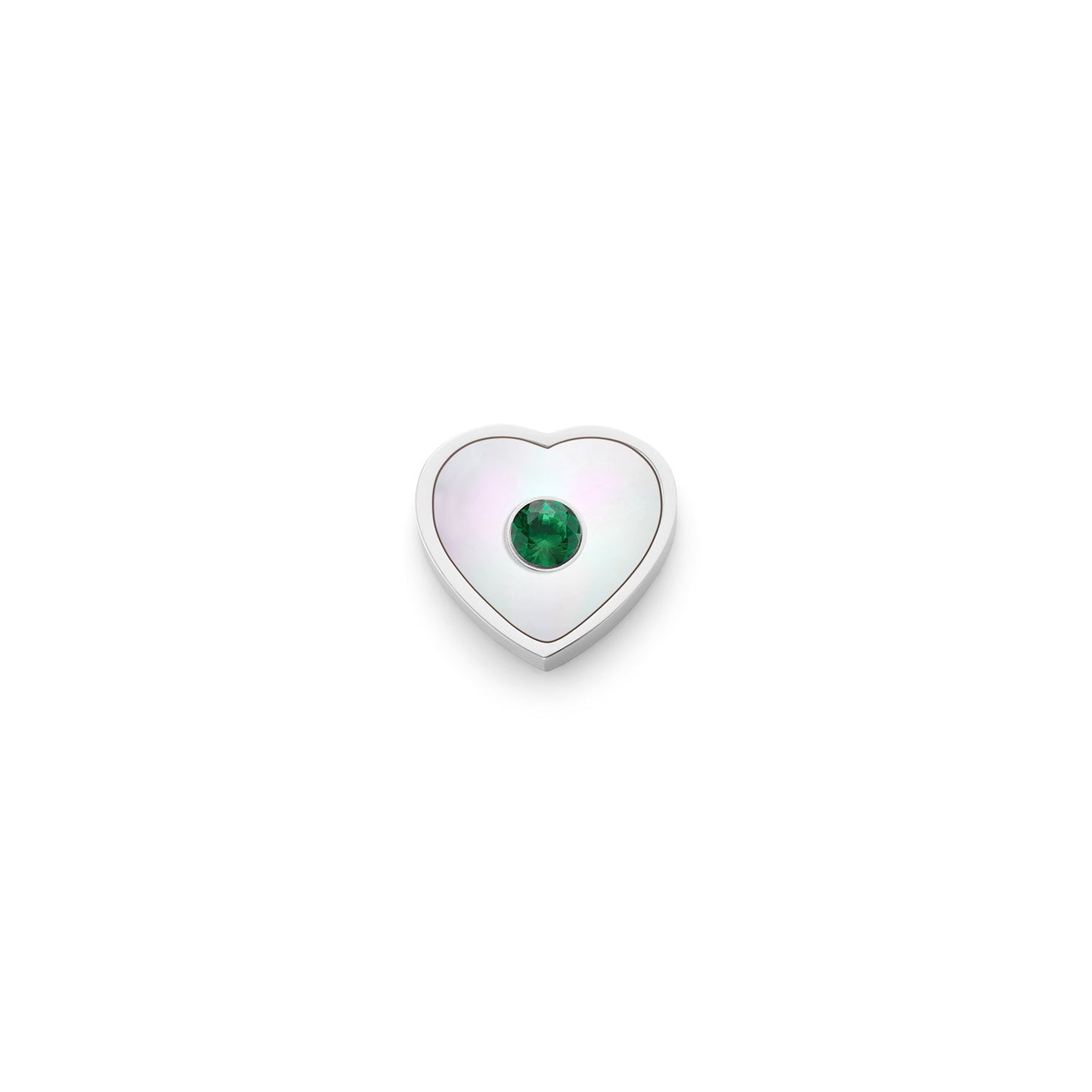 Pearl Heart Charms (Silver) - Birthstone