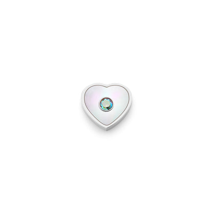 Pearl Heart Charms (Silver) - Birthstone