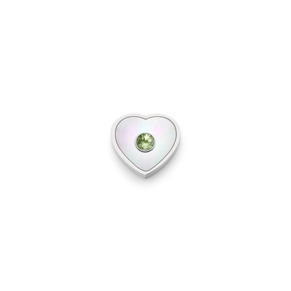 Pearl Heart Charms (Silver) - Birthstone